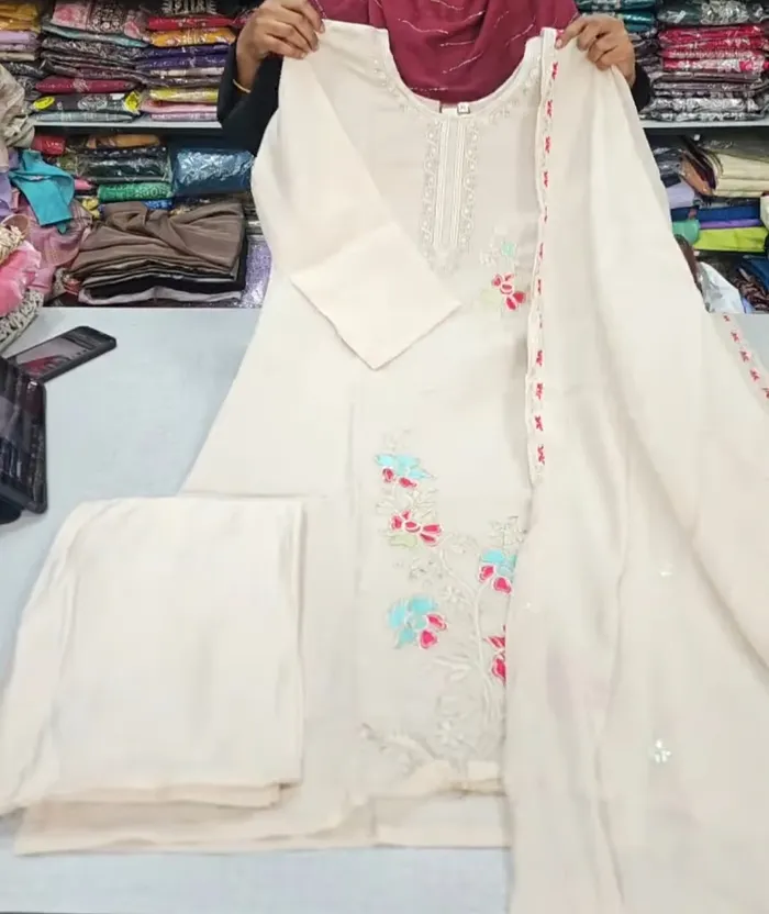 Heavy Silk Side Cut Top Bottom Dupatta Set | TS3711