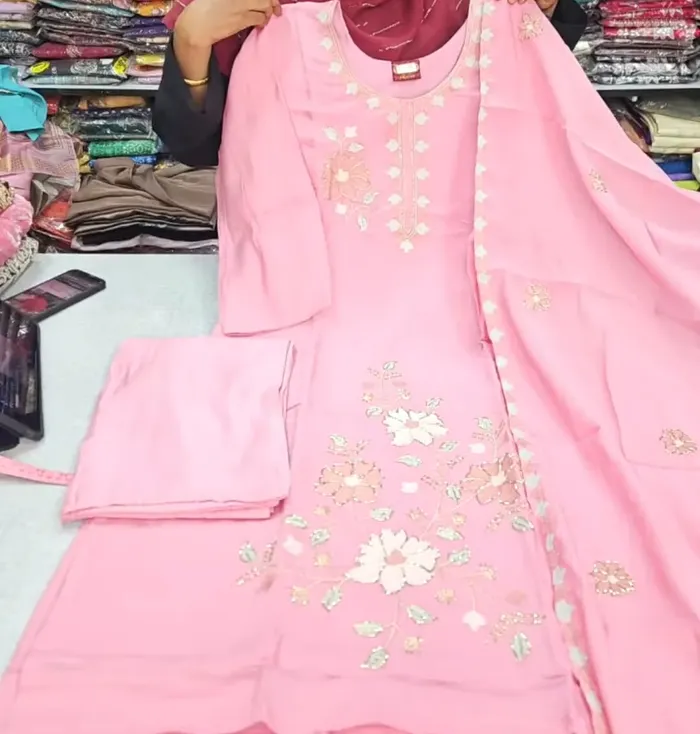 Heavy Silk Side Cut Top Bottom Dupatta Set | TS3703