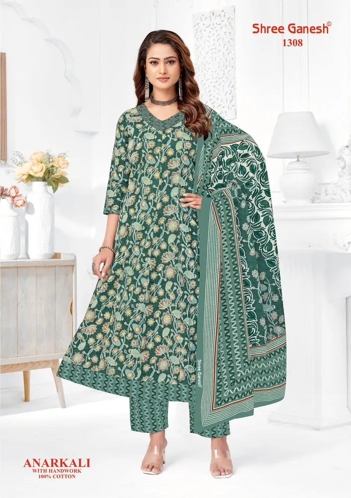 Sree Ganesh Panel Anarkali Kurti with Bottom & Dupatta Set | TS2281