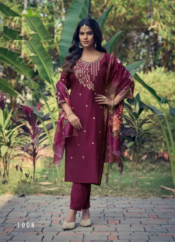 Roman Straight Kurti Bottom Dupatta Set  with Side Pocket | TS3327