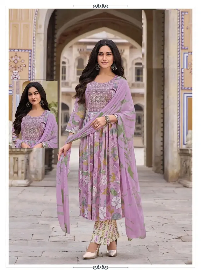 Capsule Cotton Nayra Cut Top Bottom Dupatta Set | TS3213