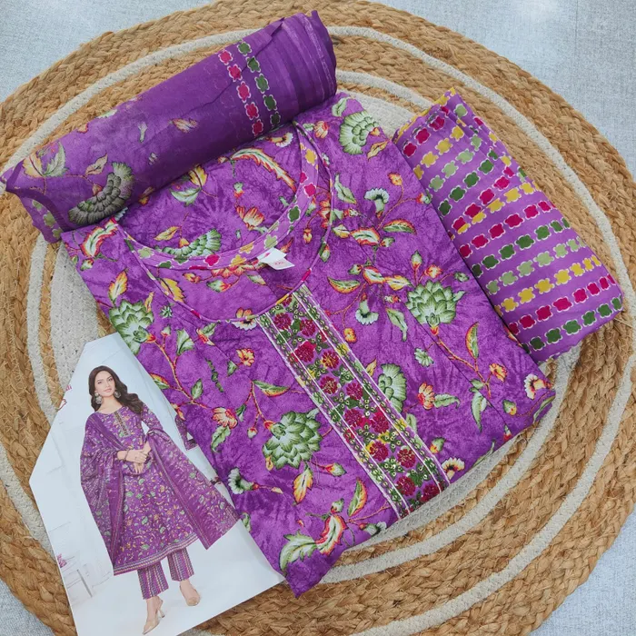 Cotton Anarkali Top Bottom Dupatta Set |TS3723