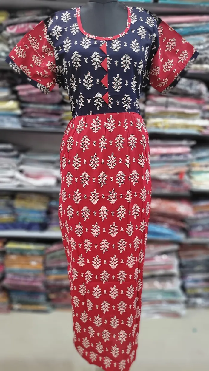 Pure Cotton  Ajrack Frock Nighty | NT2417
