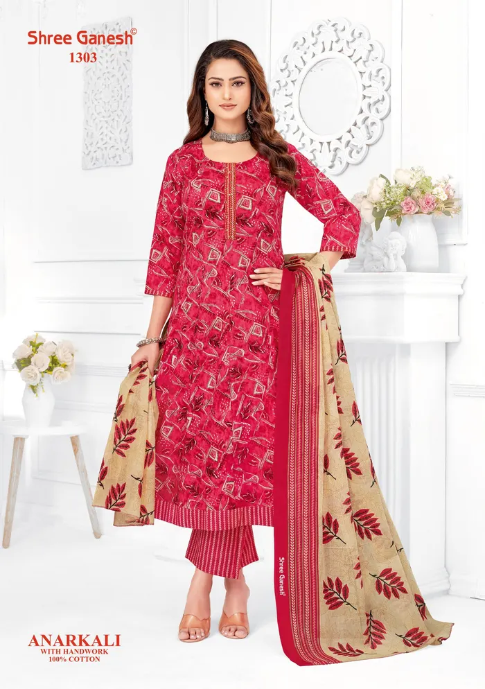 Sree Ganesh Panel Anarkali Kurti with Bottom & Dupatta Set | TS2276