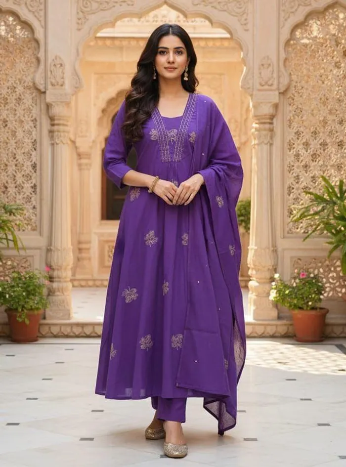 Premium 60/60 Cotton Top Bottom Dupatta Set | TS3142