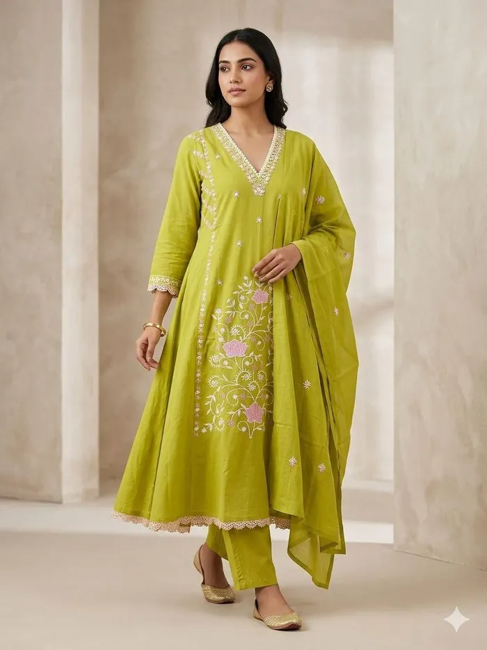 Premium 60/60 Cotton Top Bottom Dupatta Set | TS3230
