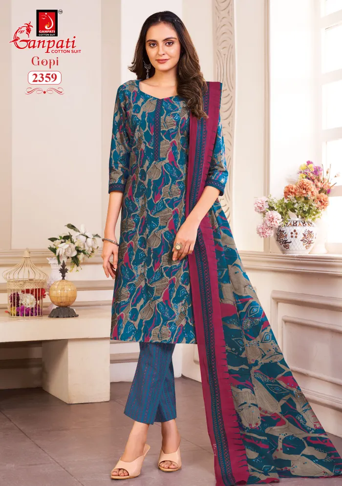 Ganpati Premium Cotton  Straight Kurti with Bottom & Dupatta | TS2267