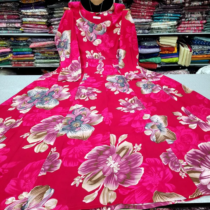Premium 1st Quality Rayon Full Sleeves Long Anarkali Kurti | AK2228