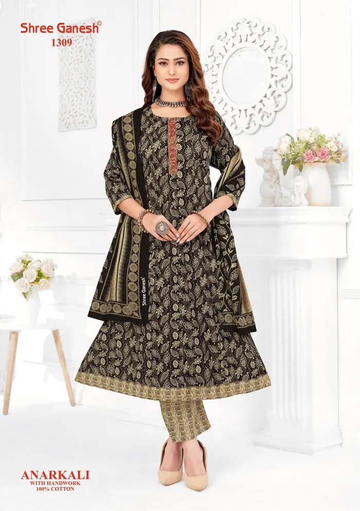 Sree Ganesh Panel Anarkali Kurti with Bottom & Dupatta Set | TS2282