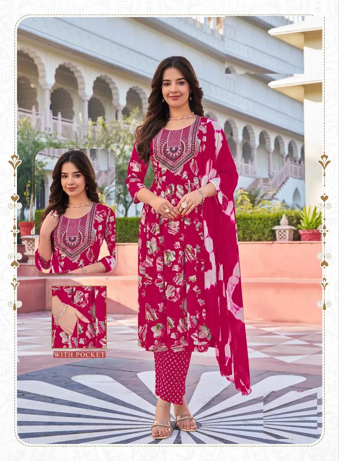 Premium Rayon Foil Print Umbrella Cut Top Bottom Dupatta Set | TS3288