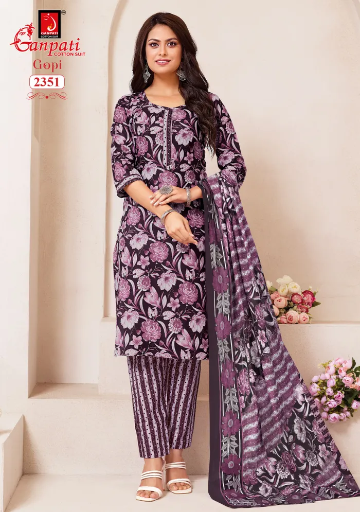 Ganpati Premium Cotton  Straight Kurti with Bottom & Dupatta | TS2259