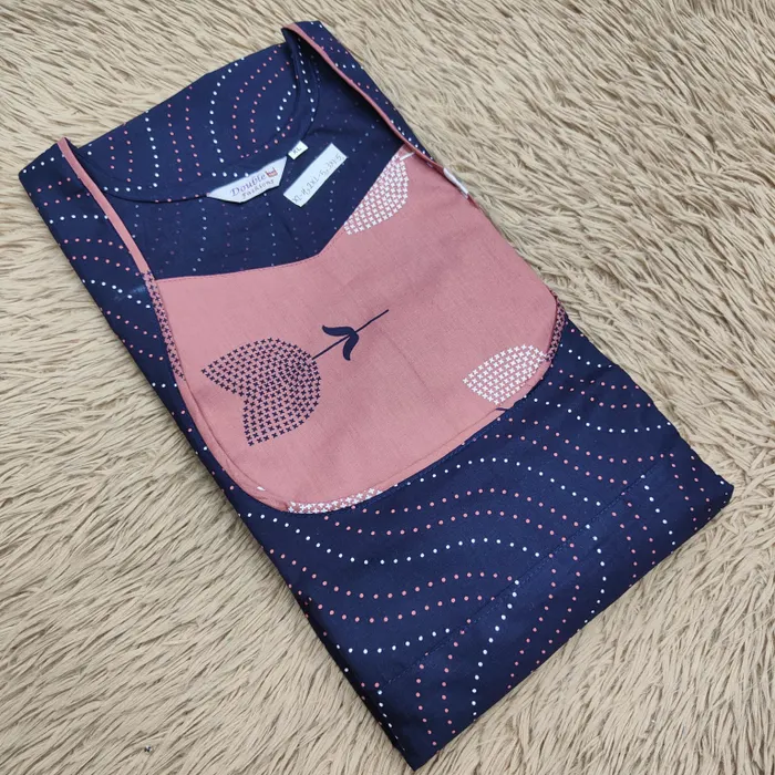 Premium Cotton Frock Style Nighty with Adjustable Rope & Side Pocket | NT3553