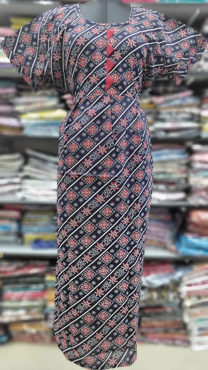 Pure Cotton  Ajrack Frock Nighty | NT2427