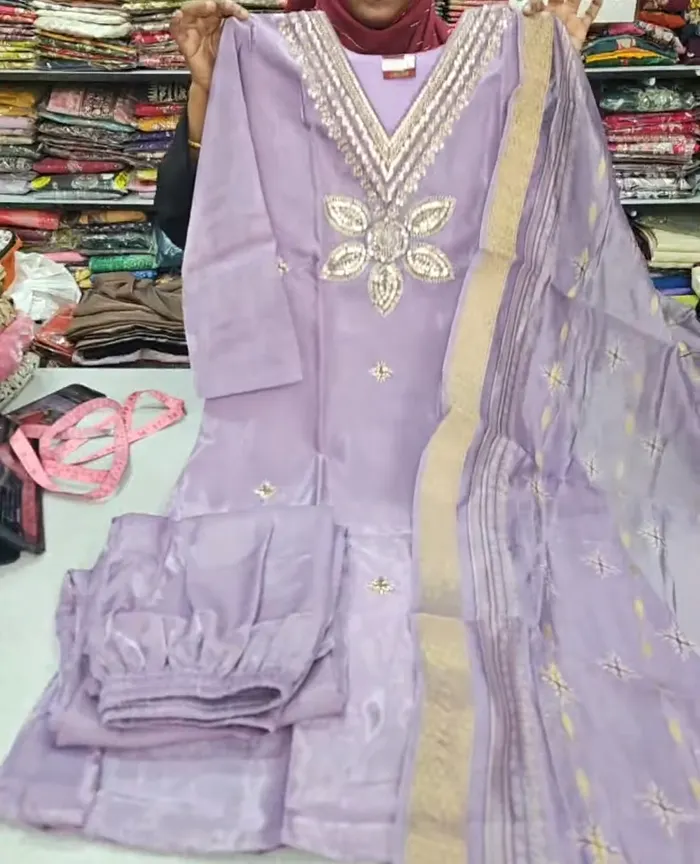 Heavy Silk Side Cut Top Bottom Dupatta Set | TS3705