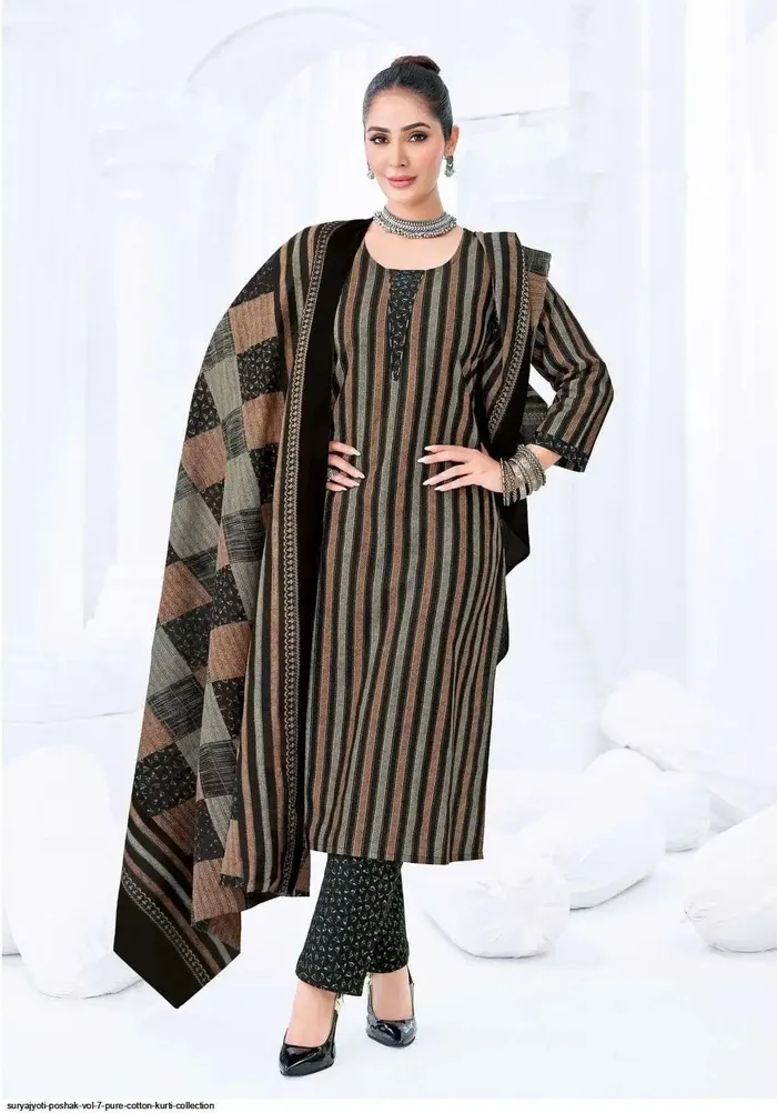 Premium Pure Cotton Straight Kurta Pant Dupatta Set | TS3113