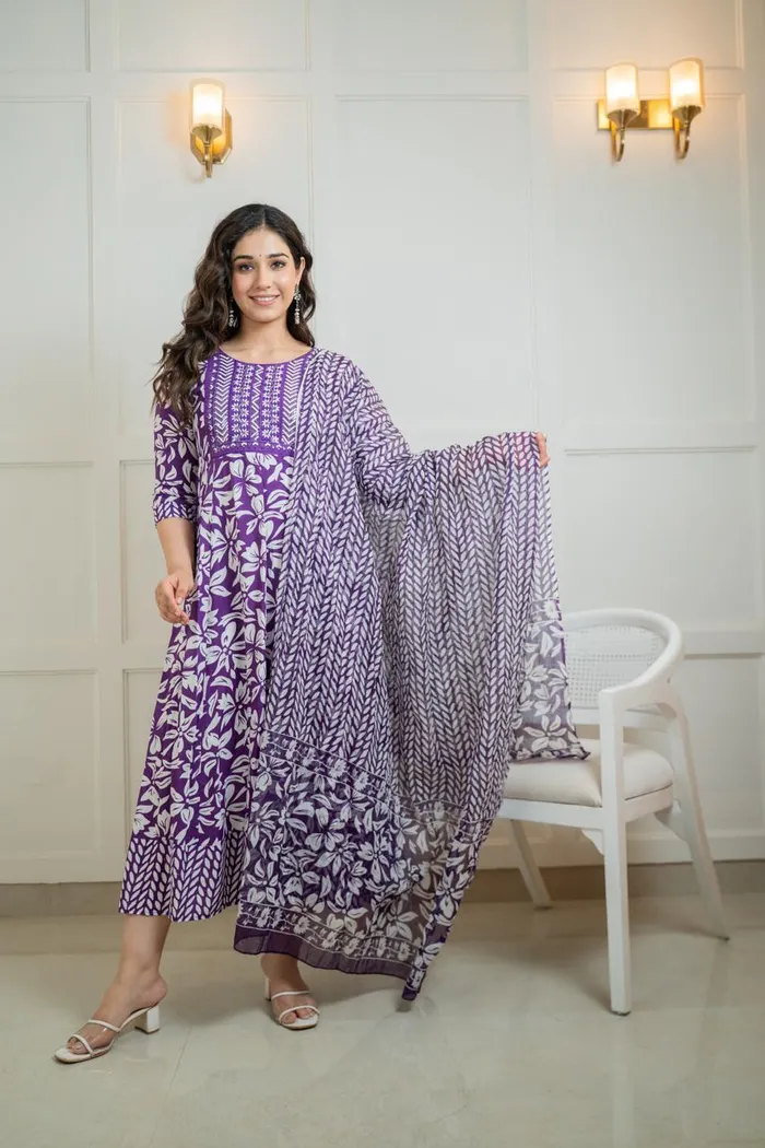 Premium Rayon Anarkali Kurti with  Dupatta | KS856