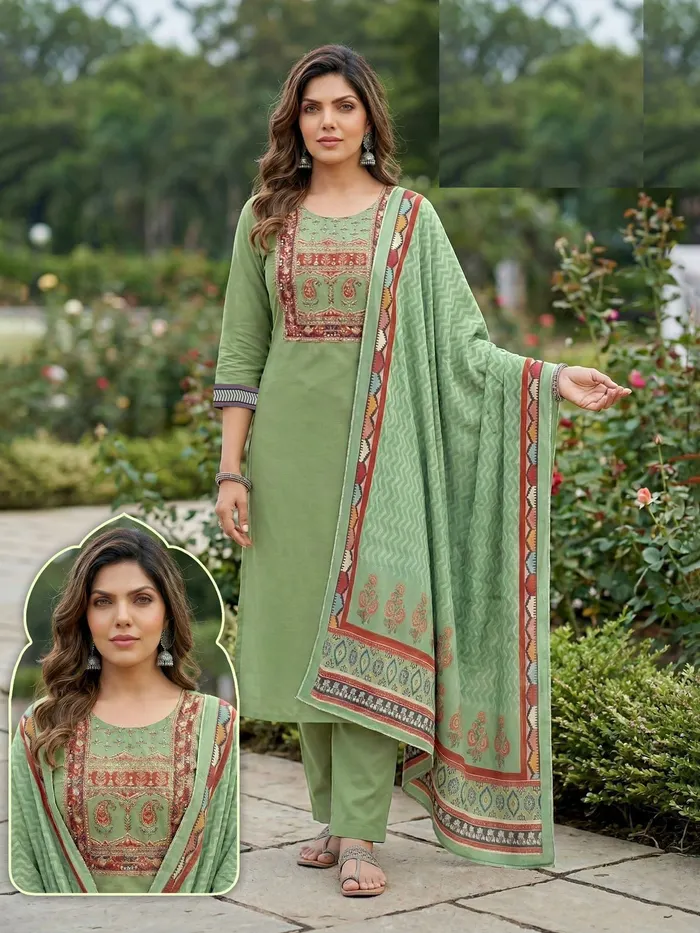 Heavy Roman Cotton Straight Top with Bottom Set | TS3198