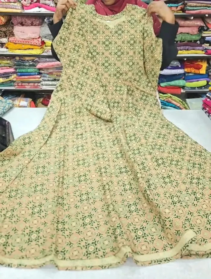 Pure Jaipur Cotton Long Full Sleeve Anarkali | AK2187