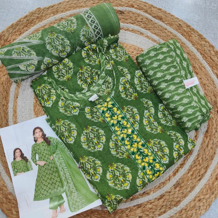 Cotton Anarkali Top Bottom Dupatta Set |TS3718