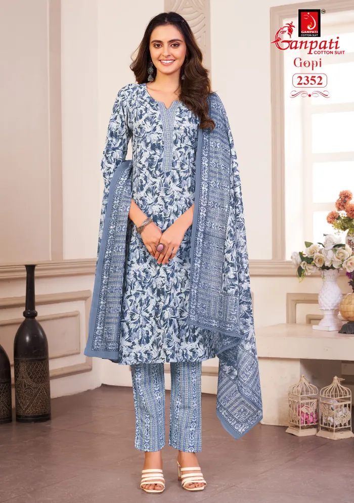 Ganpati Premium Cotton  Straight Kurti with Bottom & Dupatta | TS2260