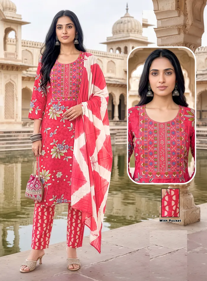Premium Capsule Cotton straight-fit Top Bottom Dupatta | TS3314