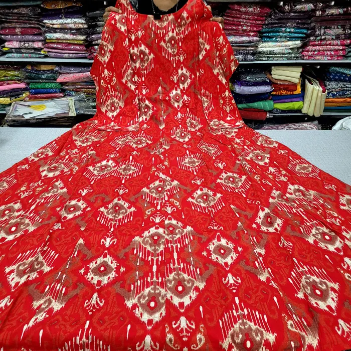 55 length Premium Rayon Panel Anarkali  with 3/4 sleeves | AK2233