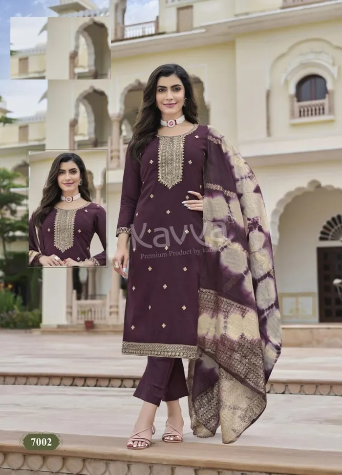 Premium Heavy Vatican Silk Top Bottom Dupatta Set | TS2292