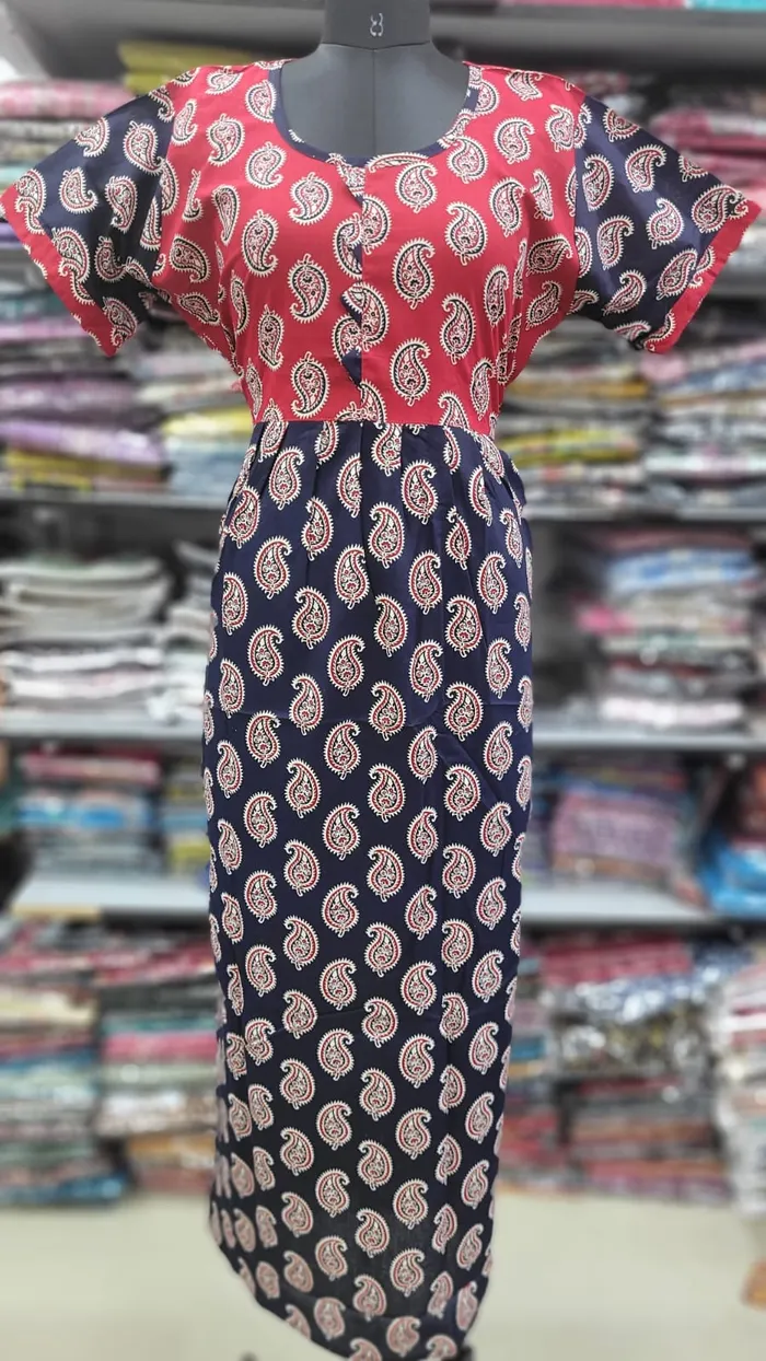 Pure Cotton  Ajrack Frock Nighty | NT2413