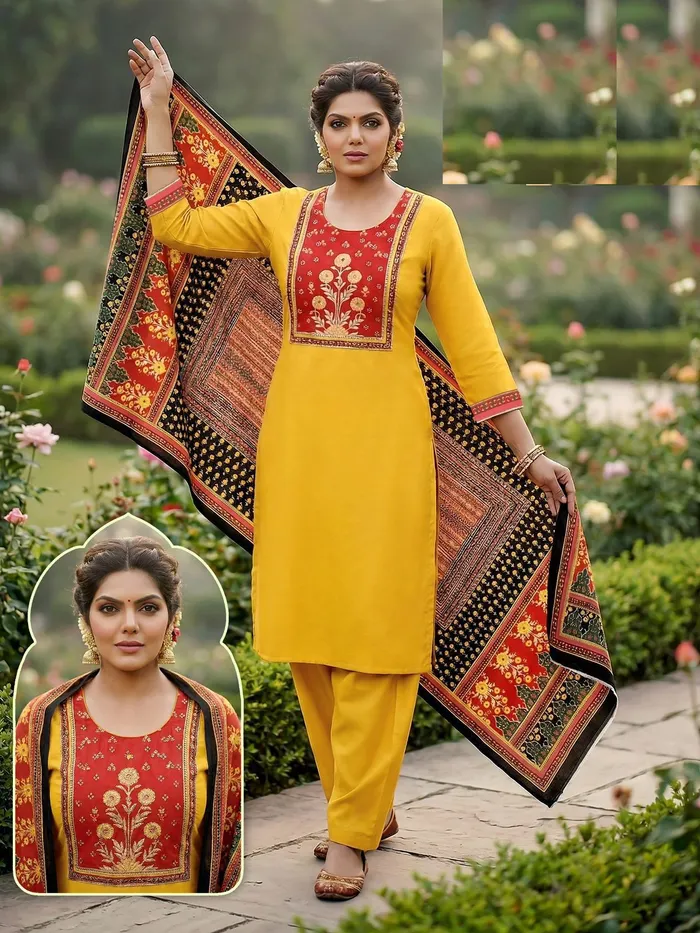 Heavy Roman Cotton Straight Top with Bottom Set | TS3200