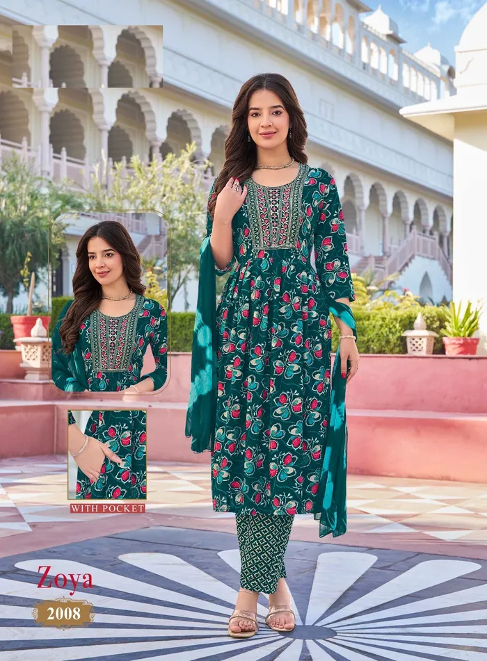 Premium Rayon Foil Print Umbrella Cut Top Bottom Dupatta Set | TS3295