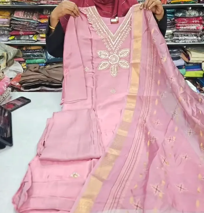 Heavy Silk Side Cut Top Bottom Dupatta Set | TS3707
