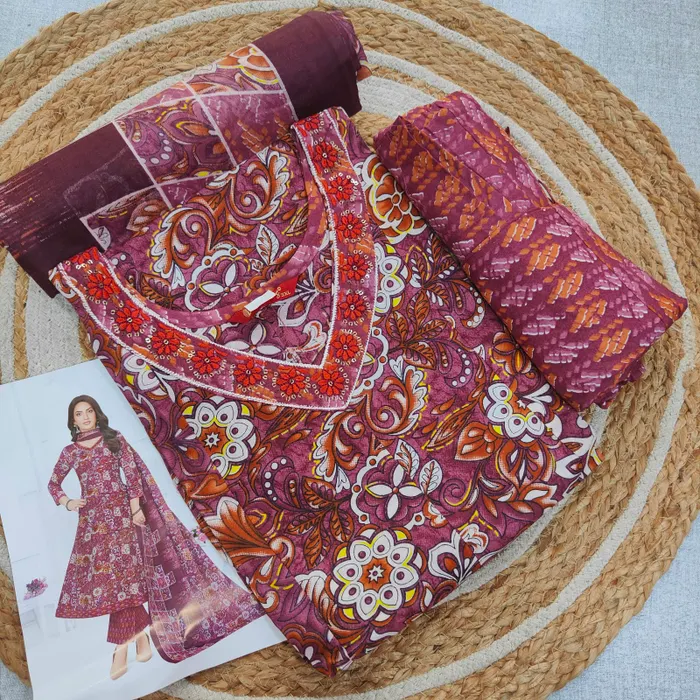 Cotton Anarkali Top Bottom Dupatta Set |TS3719