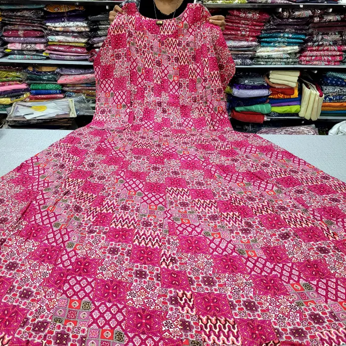 55 length Premium Rayon Panel Anarkali  with 3/4 sleeves | AK2232