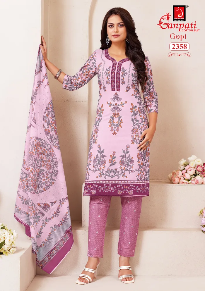 Ganpati Premium Cotton  Straight Kurti with Bottom & Dupatta | TS2266