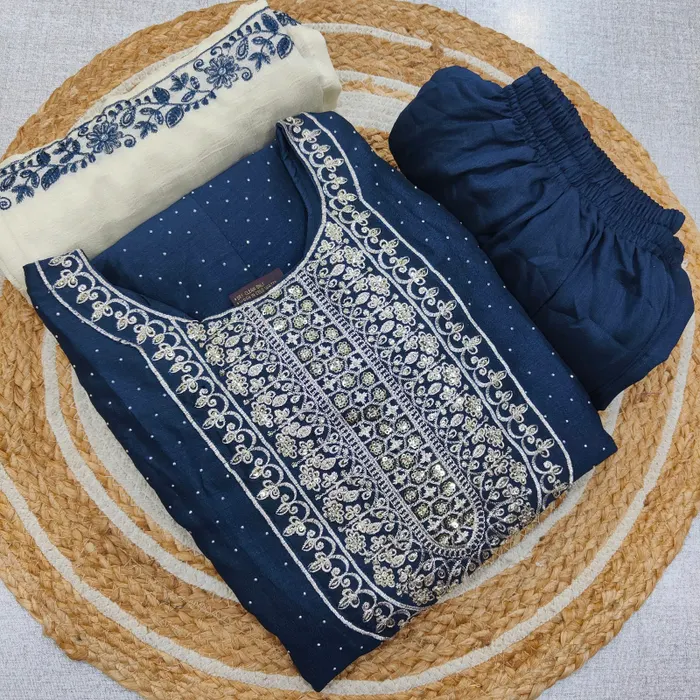 Vichitra Silk Anarkali Kurti Bottom with Dupatta | TS3725