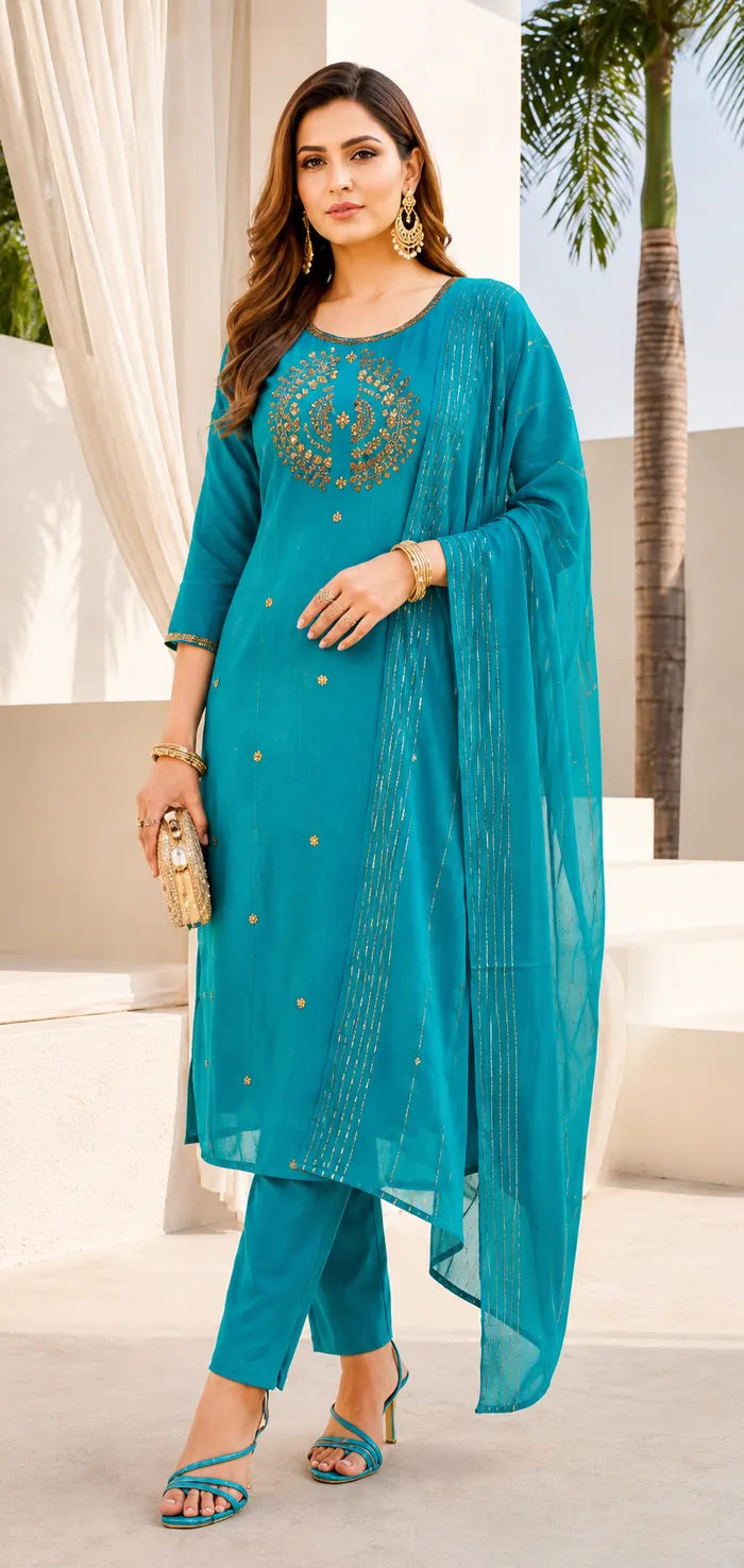 Vatican Straight Top Bottom with Dupatta Set | TS3347