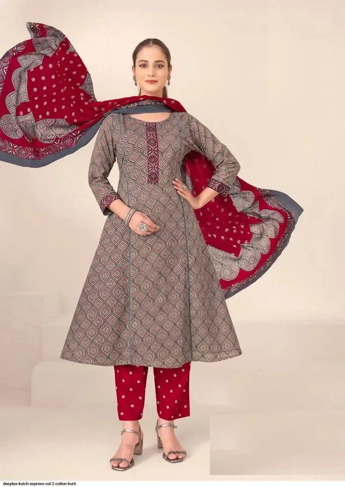 Premium Cotton Anarkali Top Bottom Dupatta | TS3177
