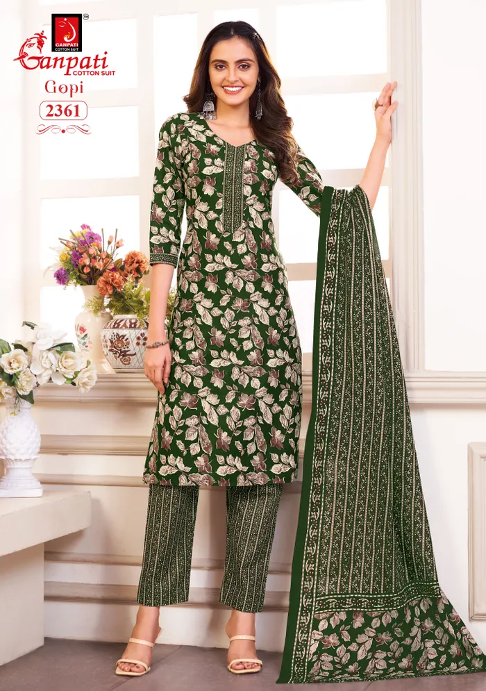 Ganpati Premium Cotton  Straight Kurti with Bottom & Dupatta | TS2269
