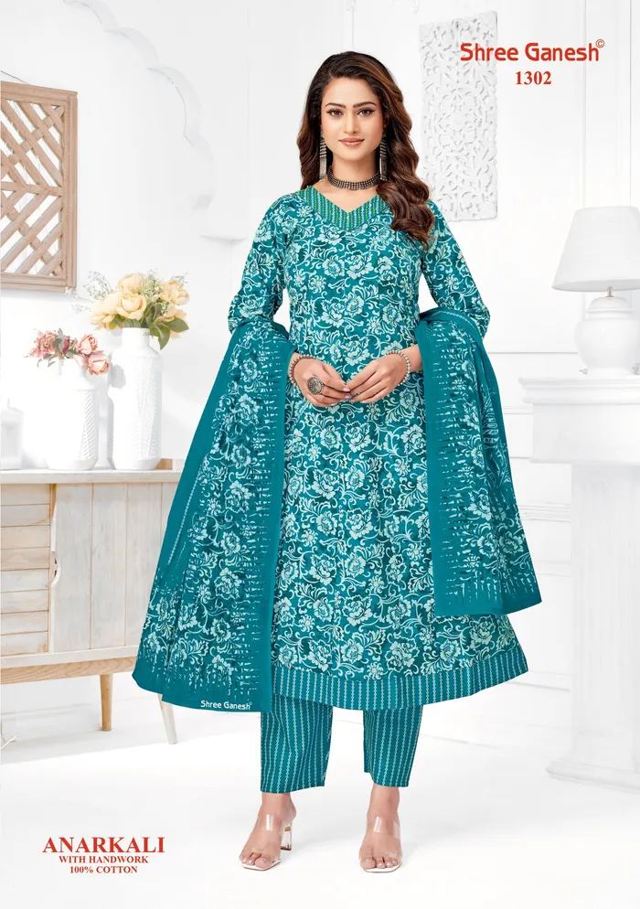 Sree Ganesh Panel Anarkali Kurti with Bottom & Dupatta Set | TS2275