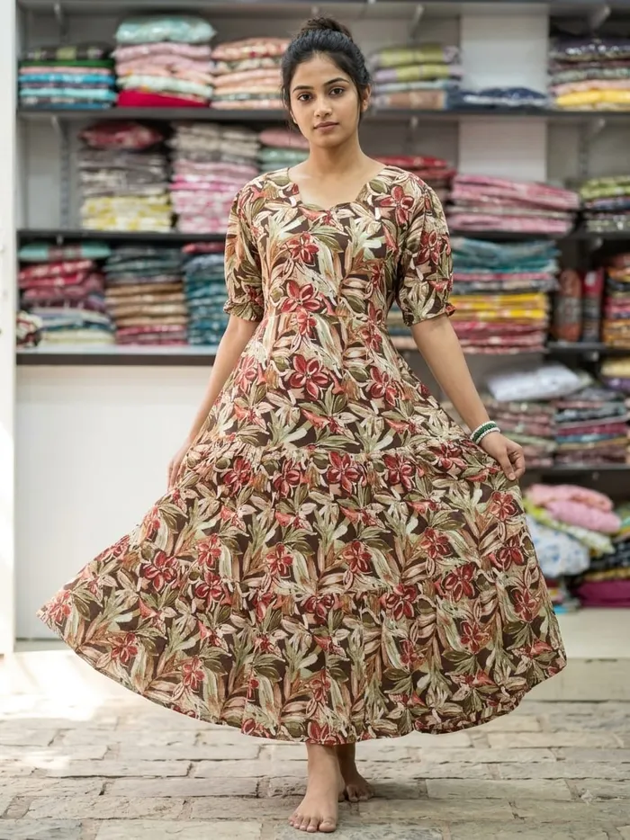 Premium Imported Rayon Cotton 2-Layer Anarkali Kurti | AK2236