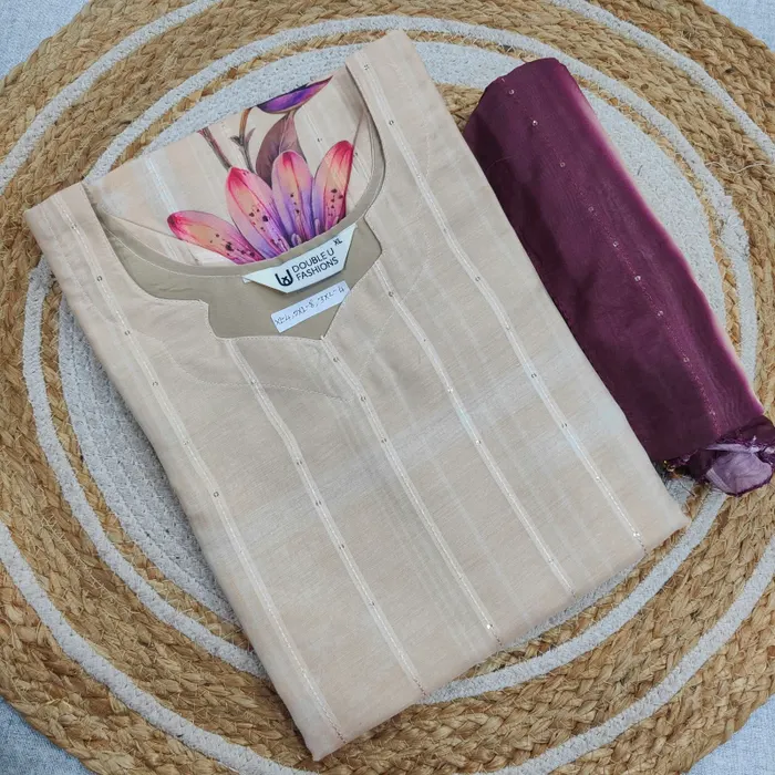 Premium Chanderi Silk Cotton Straight Top with Dupatta | SK32