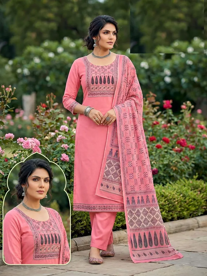 Heavy Roman Cotton Straight Top with Bottom Set | TS3199