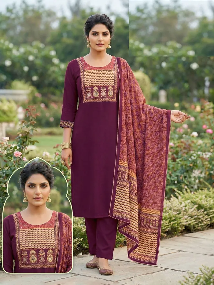 Heavy Roman Cotton Straight Top with Bottom Set | TS3202