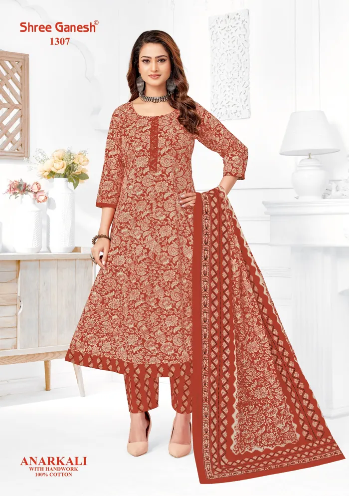 Sree Ganesh Panel Anarkali Kurti with Bottom & Dupatta Set | TS2280