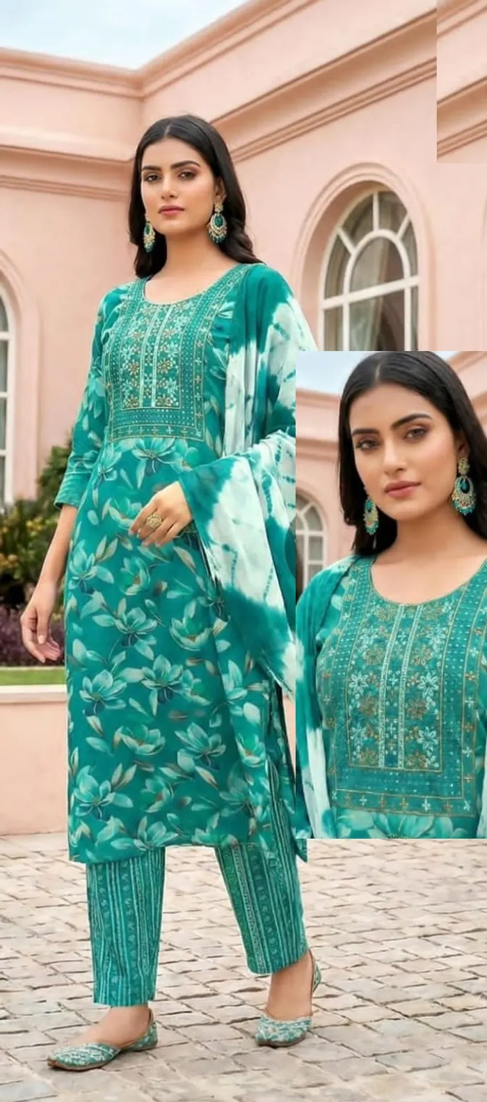 Capsule Cotton Straight Top Bottom Dupatta Set | TS3079