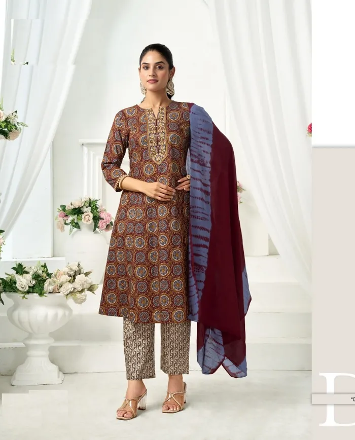 Premium Malaysian Cotton Top–Bottom–Dupatta Set | TS3157