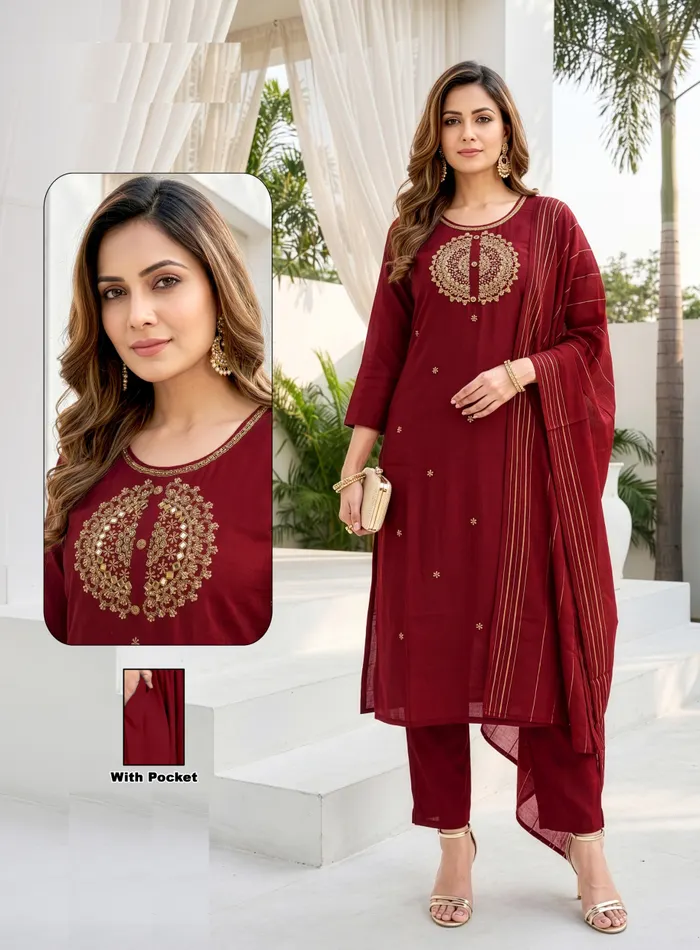 Vatican Straight Top Bottom with Dupatta Set | TS3352