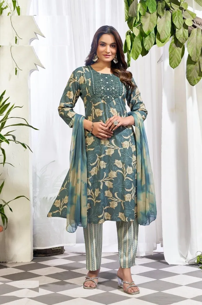 Capsule Cotton Short Umbrella Top Bottom Dupatta Set | TS3400