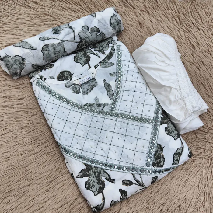 Premium Rayon Cotton Top Bottom Dupatta Set | TS3132