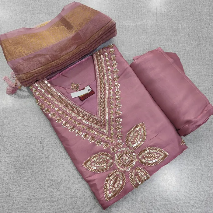 Heavy Silk Side Cut Top Bottom Dupatta Set | TS3707